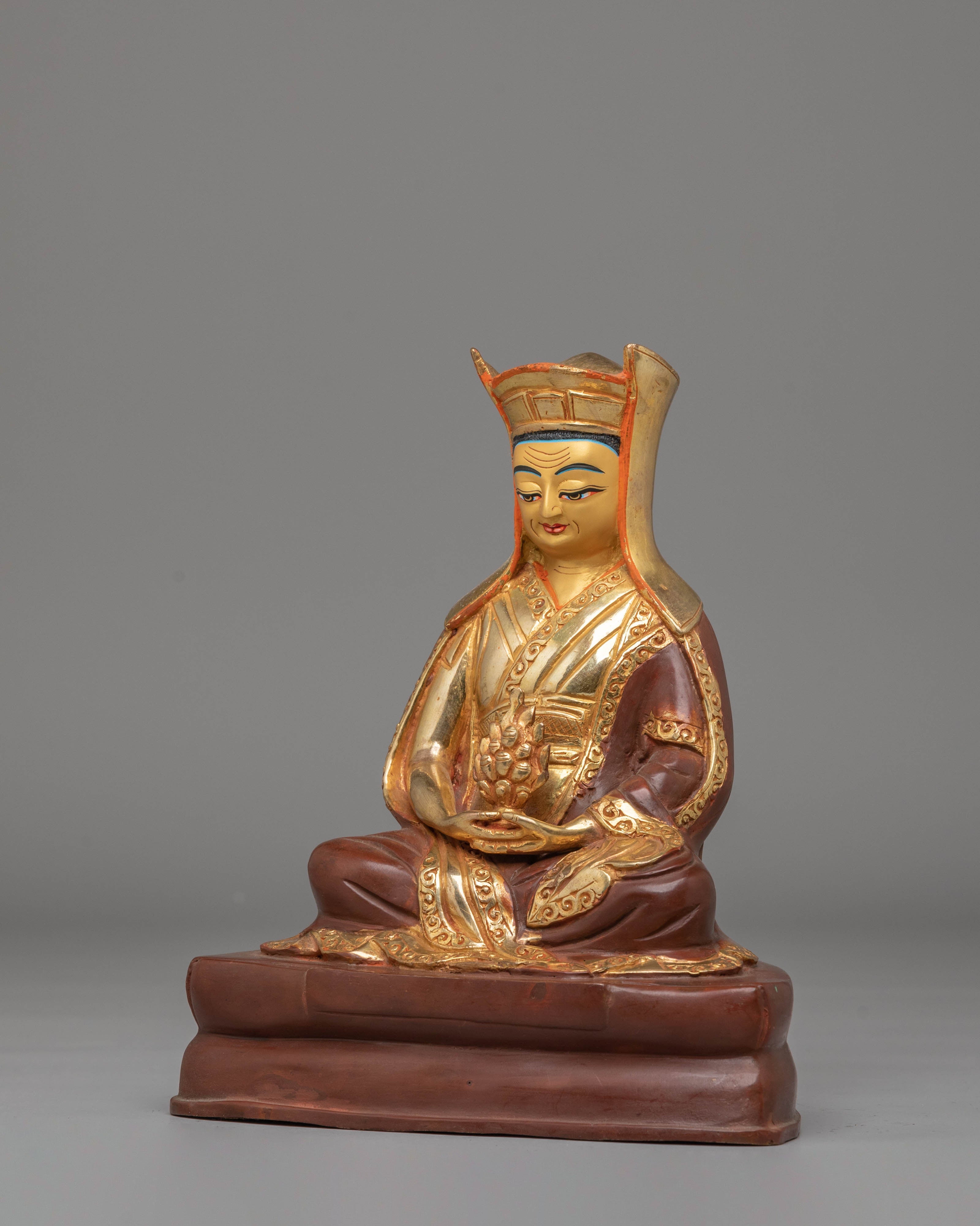 Handcrafted Marpha Buddhist Statue | Copper Body with Acrylic Color and 24K Gold Plating