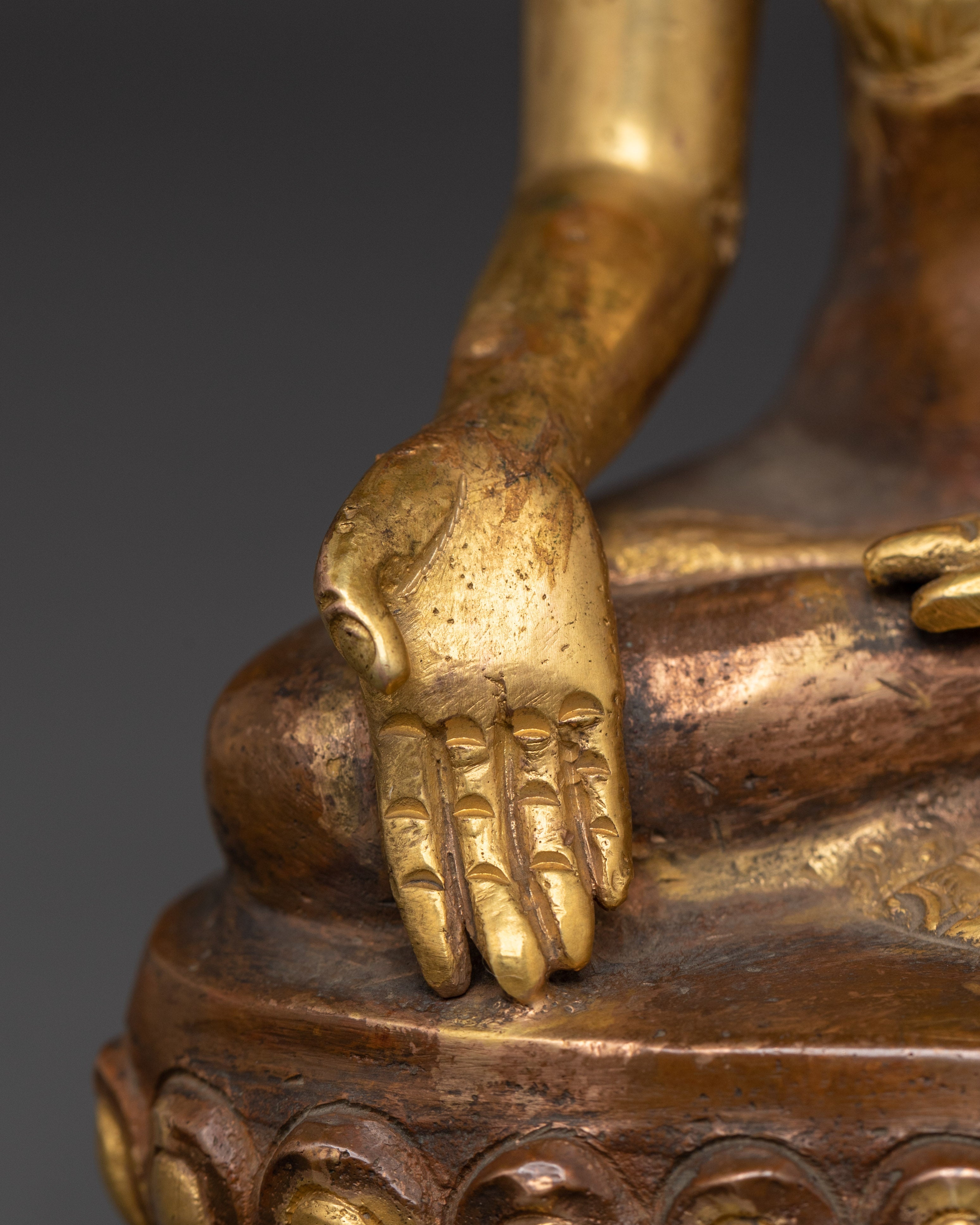 Ratnasambhara Buddha Sculpture | Oxidized Copper Prosperity Deity Figurine