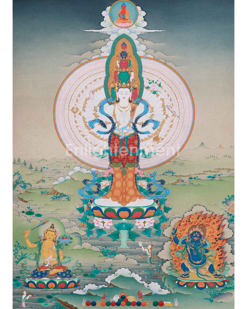 Divine 1000 Armed Avalokiteshvara Art | The Embodiment of Infinite Compassion and Enlightenment