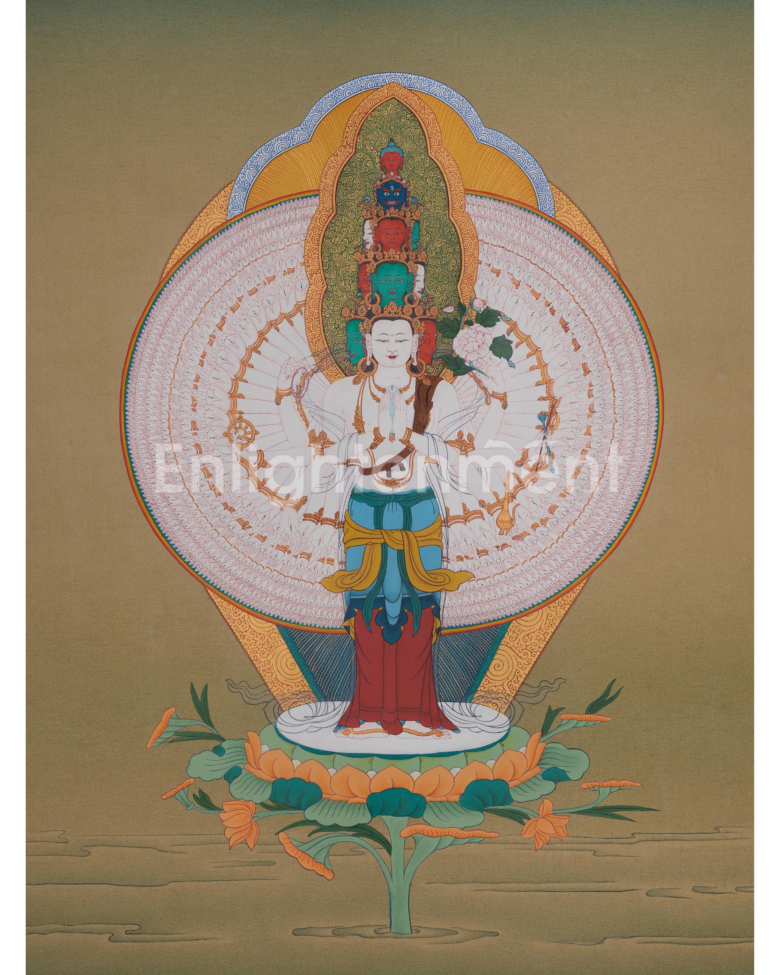 1000 Armed Chenrezig Tibetan Thangka