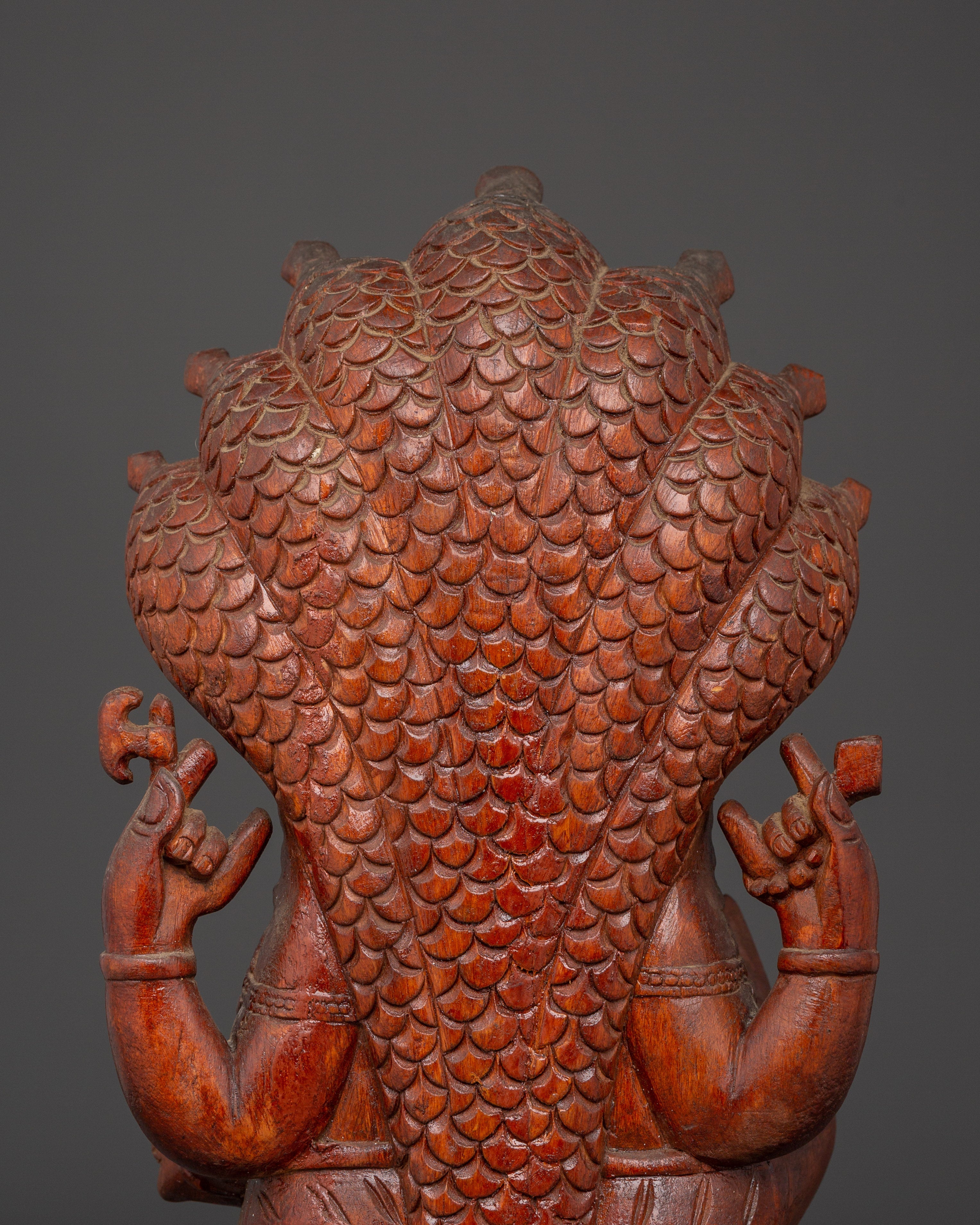 Handcrafted Wooden Ganesha Sculpture | Hindu Elephant Deity Figurine
