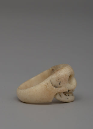 Hand-Carved Skull Buffalo Bone Ring | Traditional Tibetan Artisan Statement Band