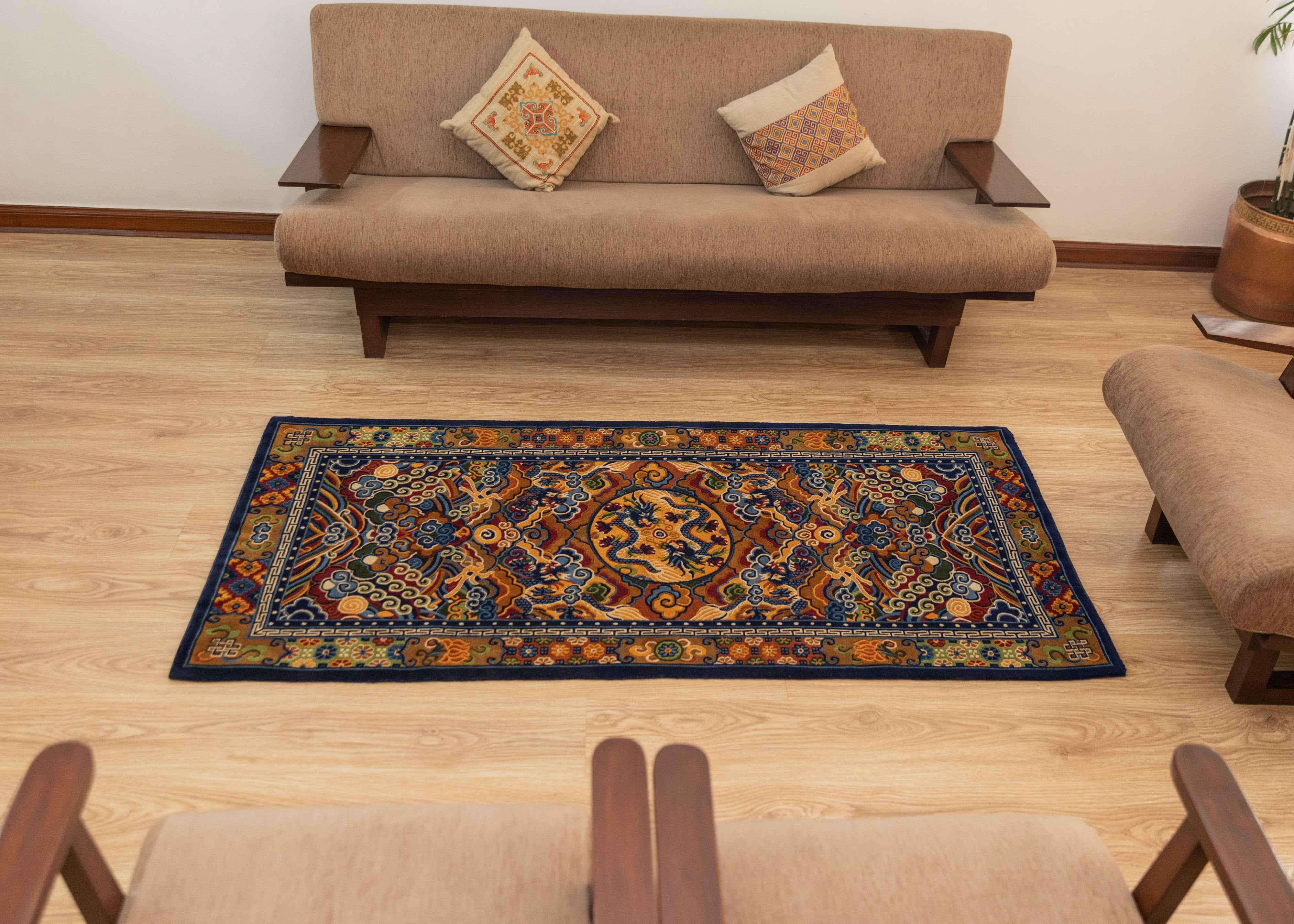 Handcrafted Tibetan Carpet | Traditional Wool Carpet with 200 Knots