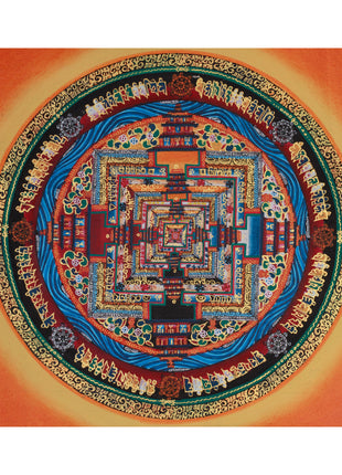 Small Kalachakra Mandala Thangka | Tibetan Art of Time and Cosmic Balance