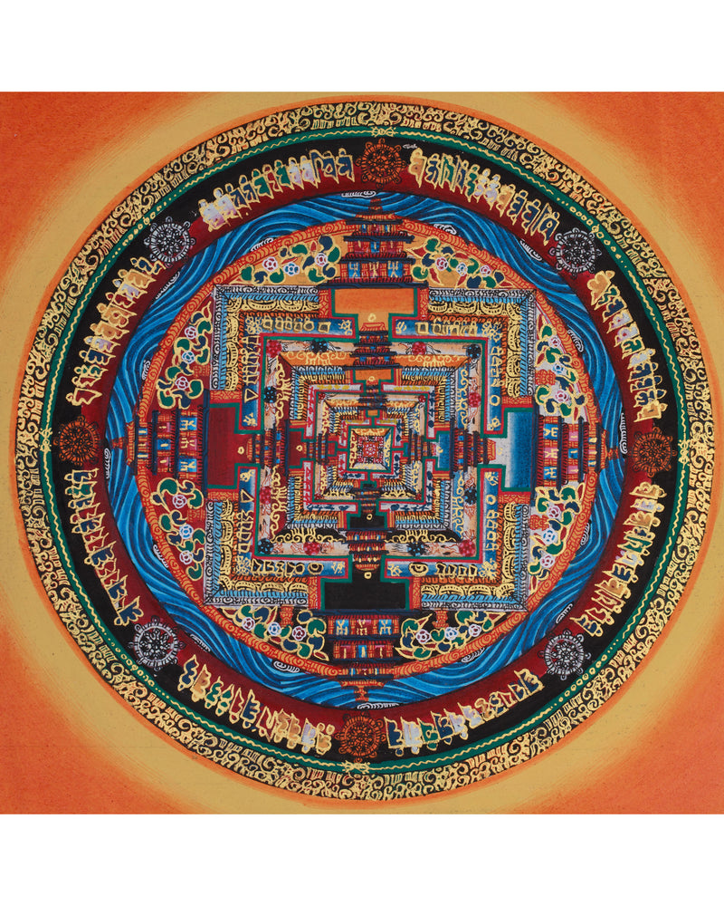 Small Kalachakra Mandala Thangka | Tibetan Art of Time and Cosmic Balance