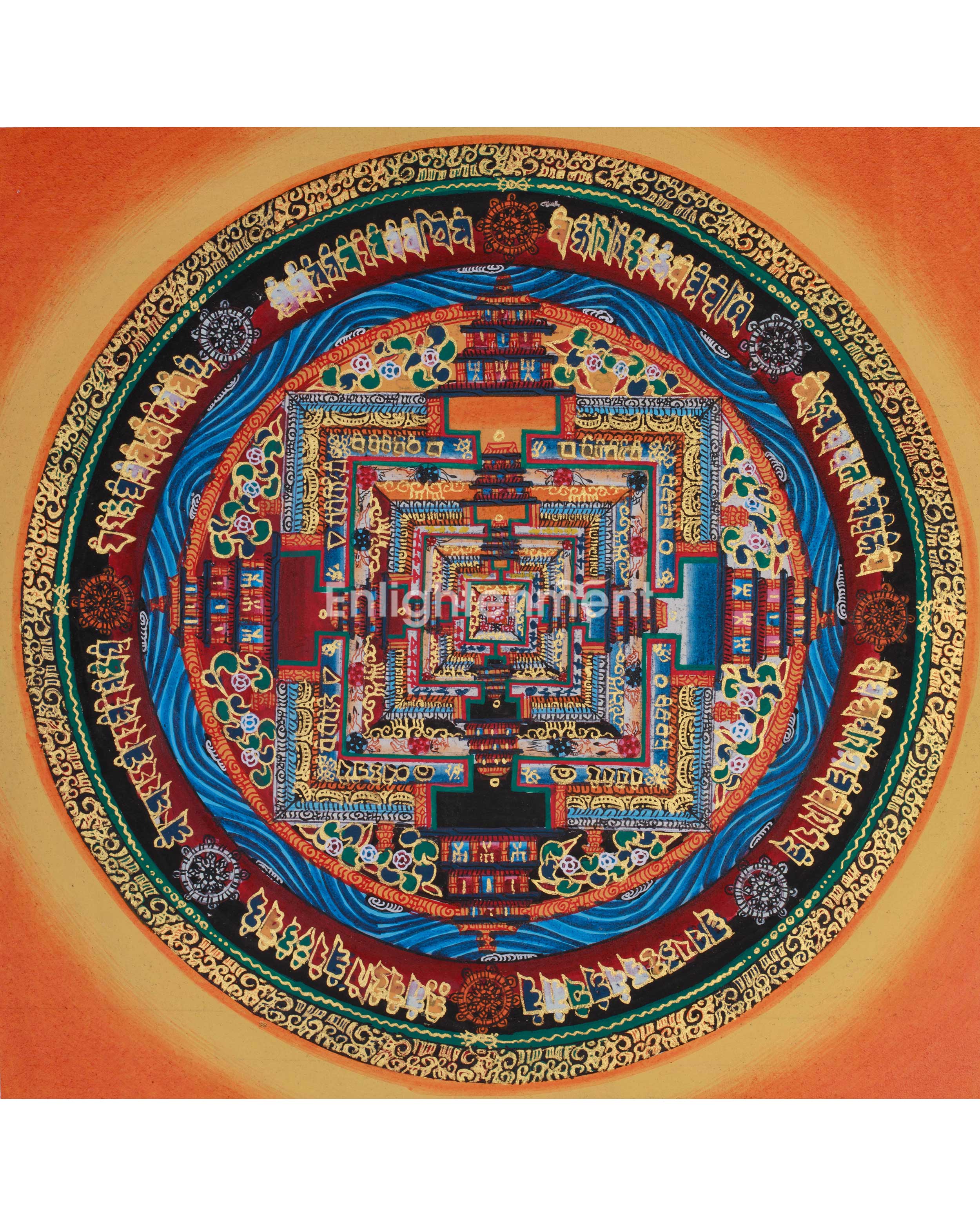 Small Kalachakra Mandala Thangka | Tibetan Art of Time and Cosmic Balance
