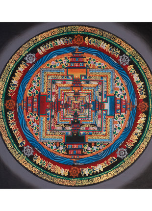 Small Kalachakra Mandala Thangka | Tibetan Art of Time and Cosmic Balance