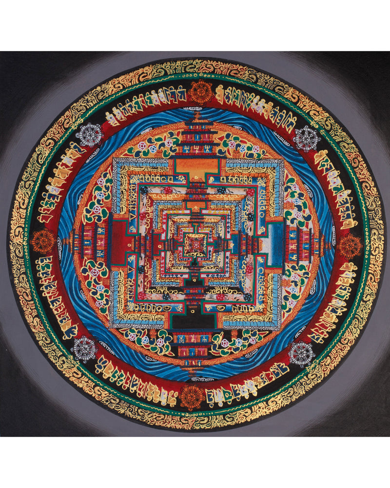 Small Kalachakra Mandala Thangka | Tibetan Art of Time and Cosmic Balance