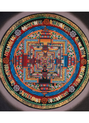 Small Kalachakra Mandala Thangka | Tibetan Art of Time and Cosmic Balance