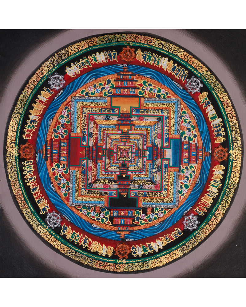 Small Kalachakra Mandala Thangka | Tibetan Art of Time and Cosmic Balance