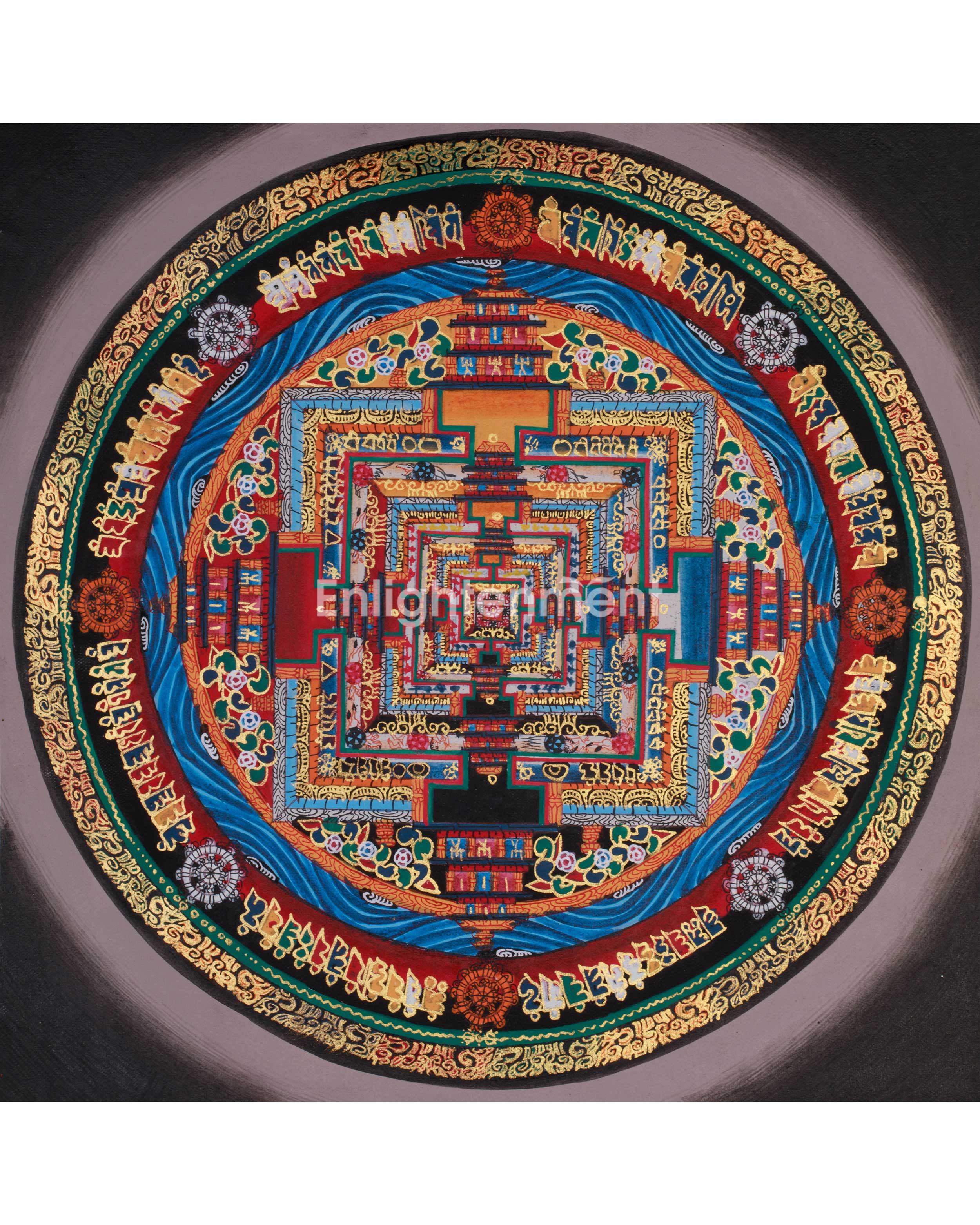 Small Kalachakra Mandala Thangka | Tibetan Art of Time and Cosmic Balance
