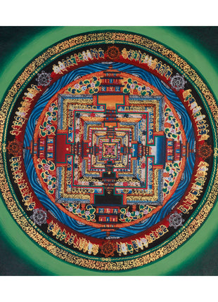 Small Kalachakra Mandala Thangka | Tibetan Art of Time and Cosmic Balance