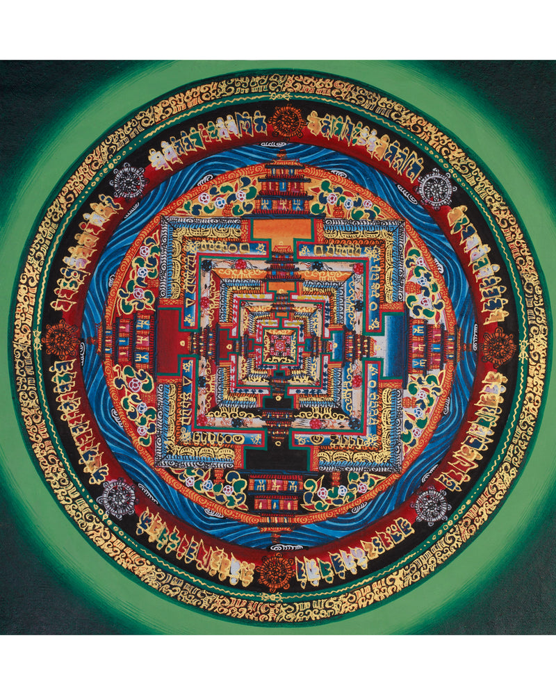 Small Kalachakra Mandala Thangka | Tibetan Art of Time and Cosmic Balance