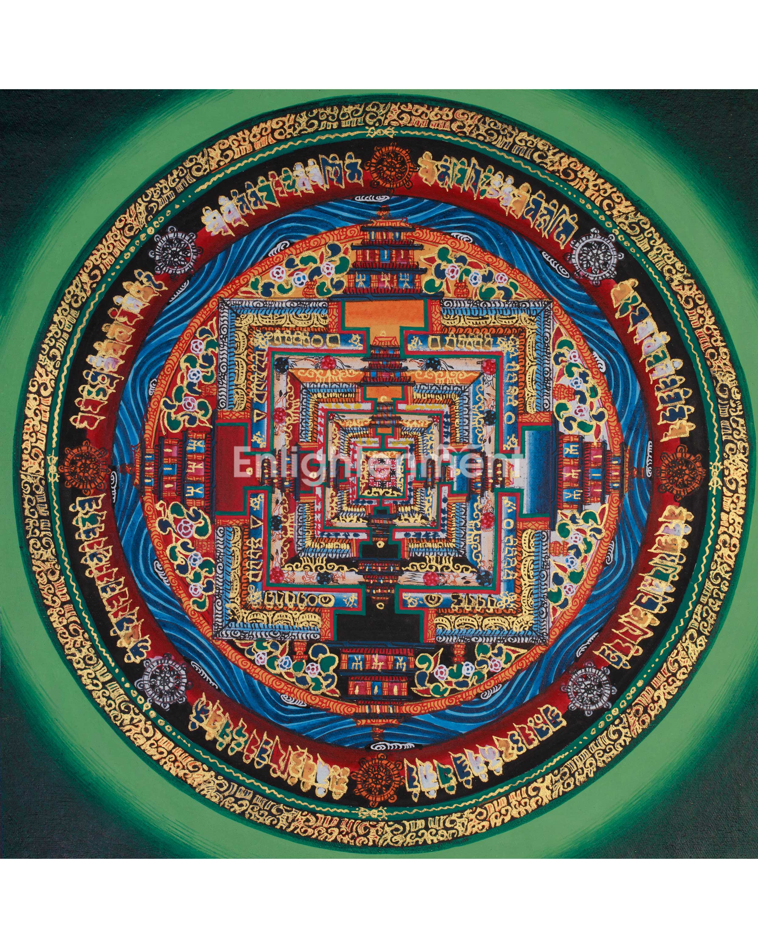Small Kalachakra Mandala Thangka | Tibetan Art of Time and Cosmic Balance