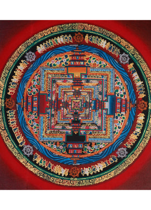 Small Kalachakra Mandala Thangka | Tibetan Art of Time and Cosmic Balance