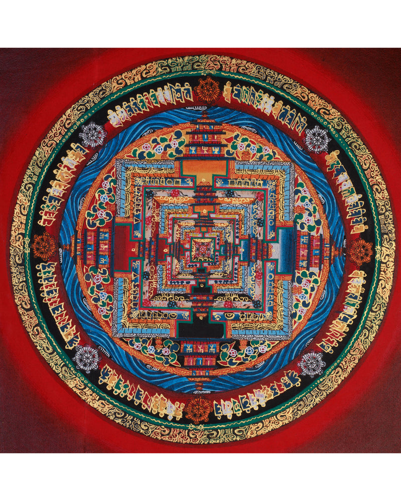 Small Kalachakra Mandala Thangka | Tibetan Art of Time and Cosmic Balance