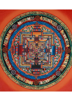 Small Kalachakra Mandala Thangka | Tibetan Art of Time and Cosmic Balance