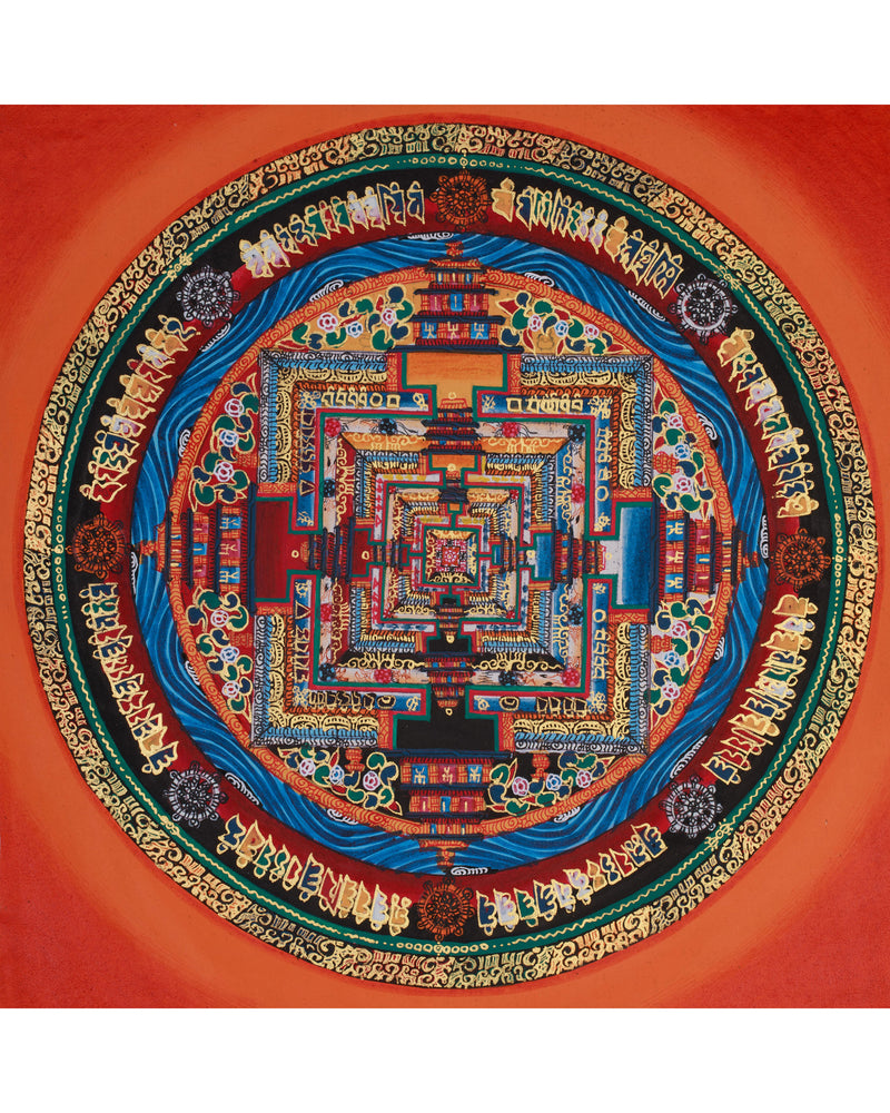 Small Kalachakra Mandala Thangka | Tibetan Art of Time and Cosmic Balance