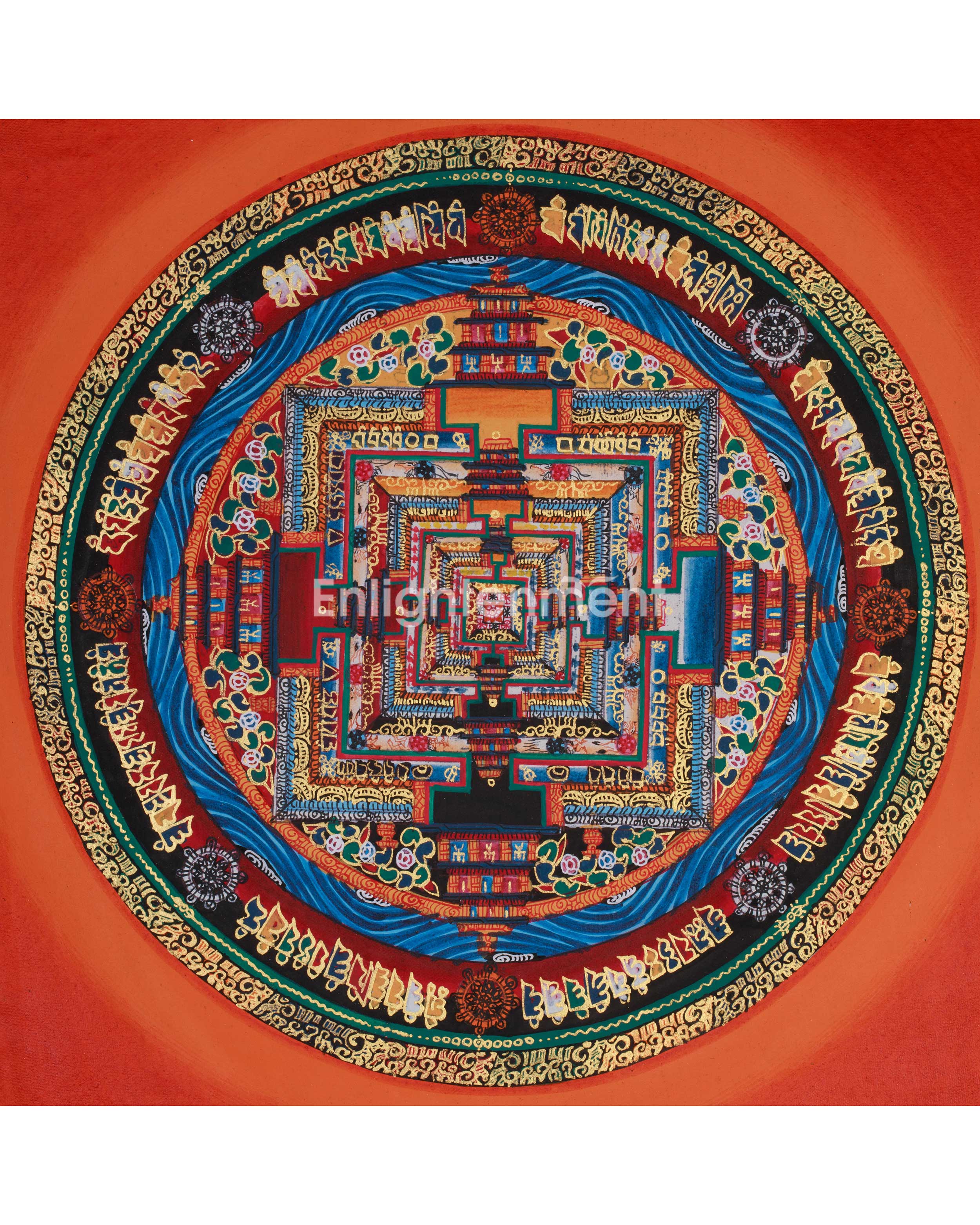 Small Kalachakra Mandala Thangka | Tibetan Art of Time and Cosmic Balance