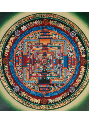 Small Kalachakra Mandala Thangka | Tibetan Art of Time and Cosmic Balance