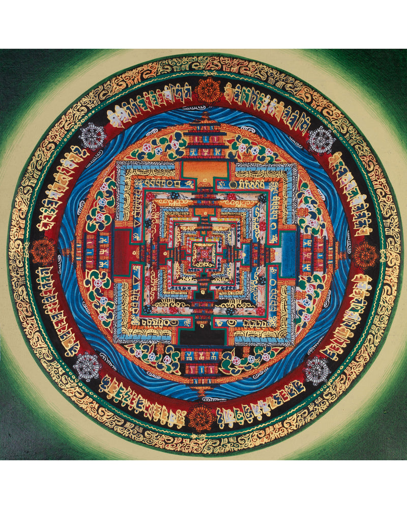 Small Kalachakra Mandala Thangka | Tibetan Art of Time and Cosmic Balance