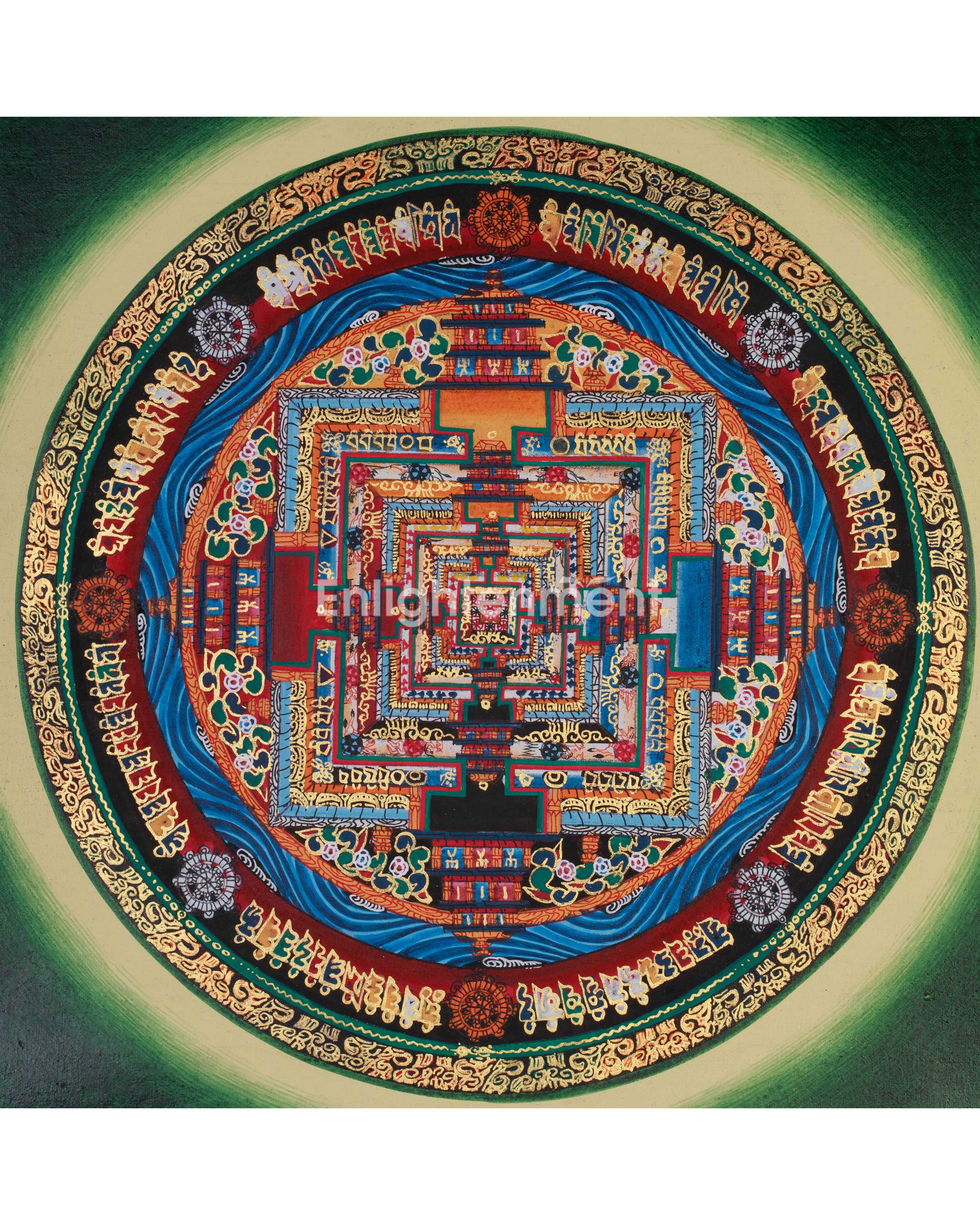 Small Kalachakra Mandala Thangka | Tibetan Art of Time and Cosmic Balance