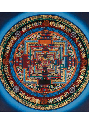 Small Kalachakra Mandala Thangka | Tibetan Art of Time and Cosmic Balance