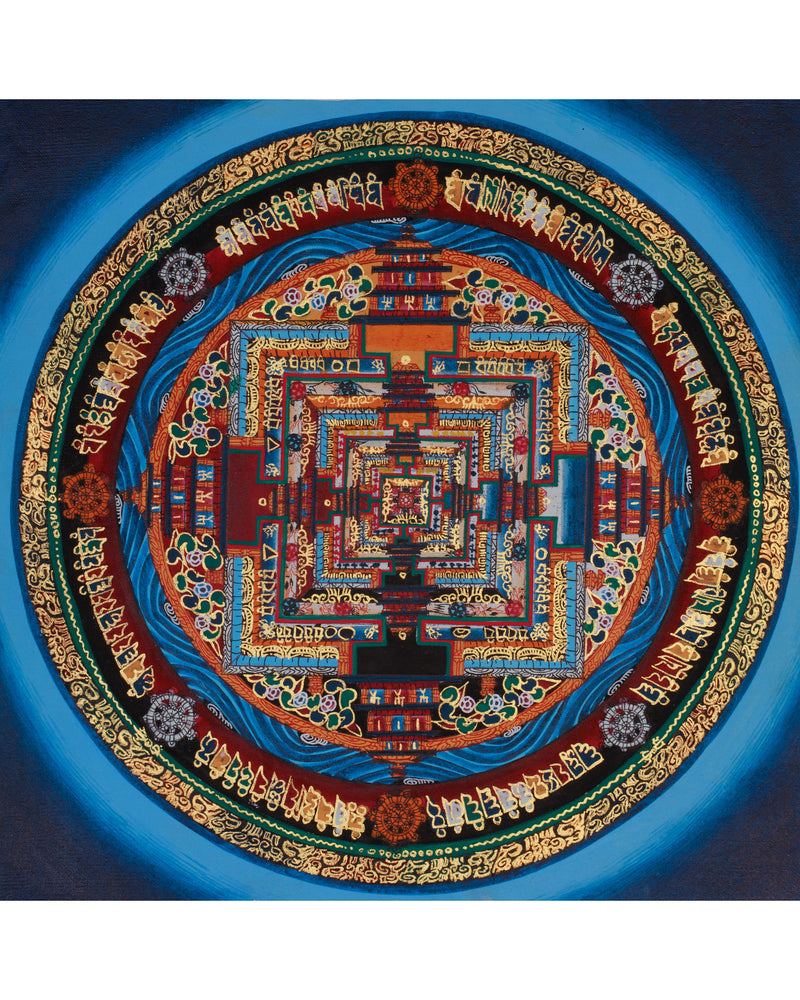 Small Kalachakra Mandala Thangka | Tibetan Art of Time and Cosmic Balance