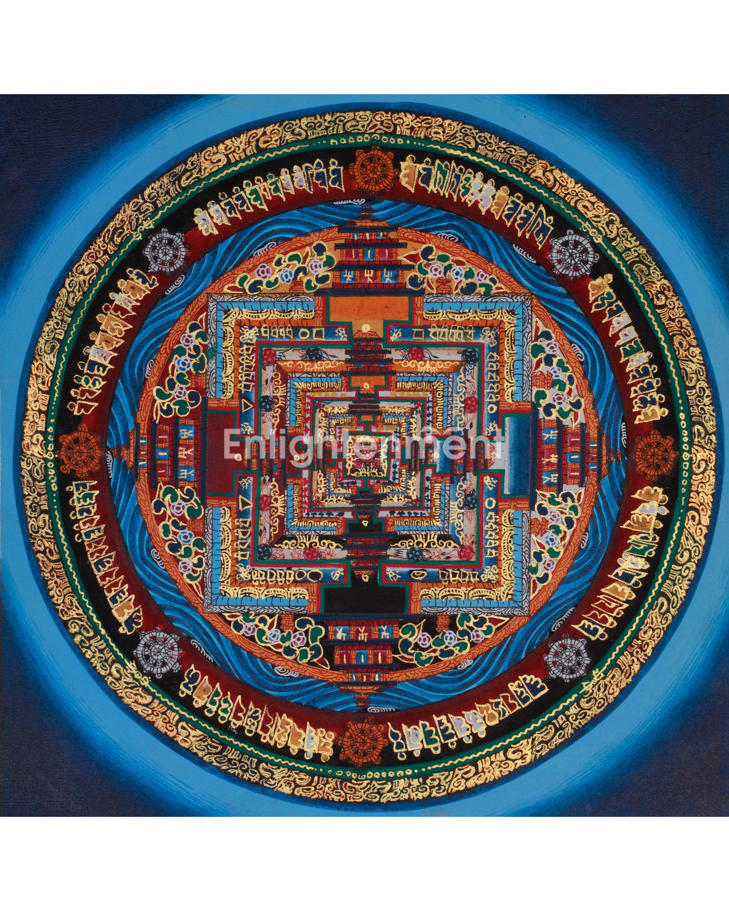 Small Kalachakra Mandala Thangka | Tibetan Art of Time and Cosmic Balance