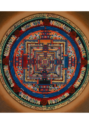 Small Kalachakra Mandala Thangka | Tibetan Art of Time and Cosmic Balance