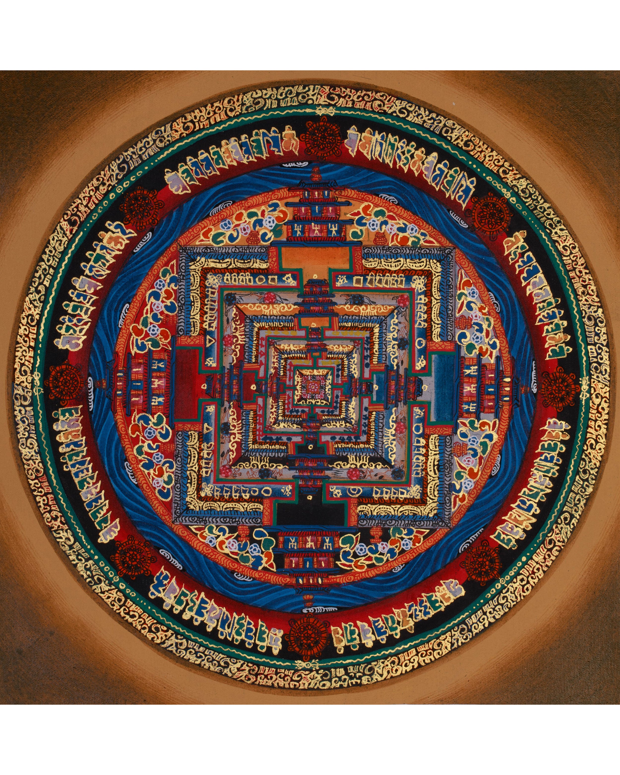 Small Kalachakra Mandala Thangka | Tibetan Art of Time and Cosmic Balance
