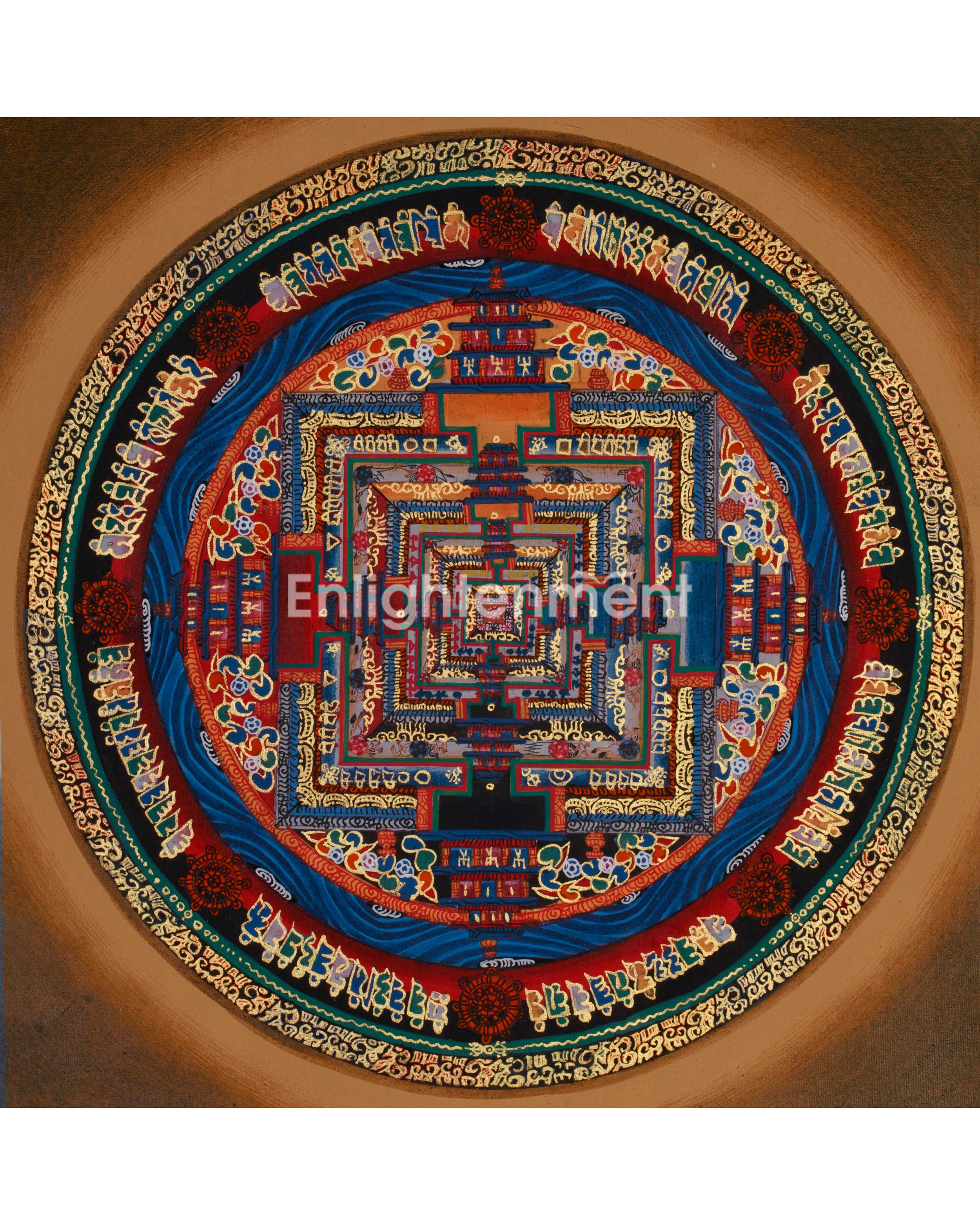 Small Kalachakra Mandala Thangka | Tibetan Art of Time and Cosmic Balance