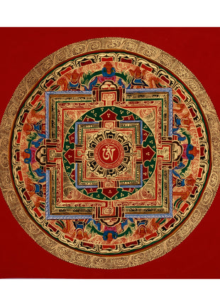Original Hand-Painted Round Mandala Thangka | Traditional Buddhist Artwork