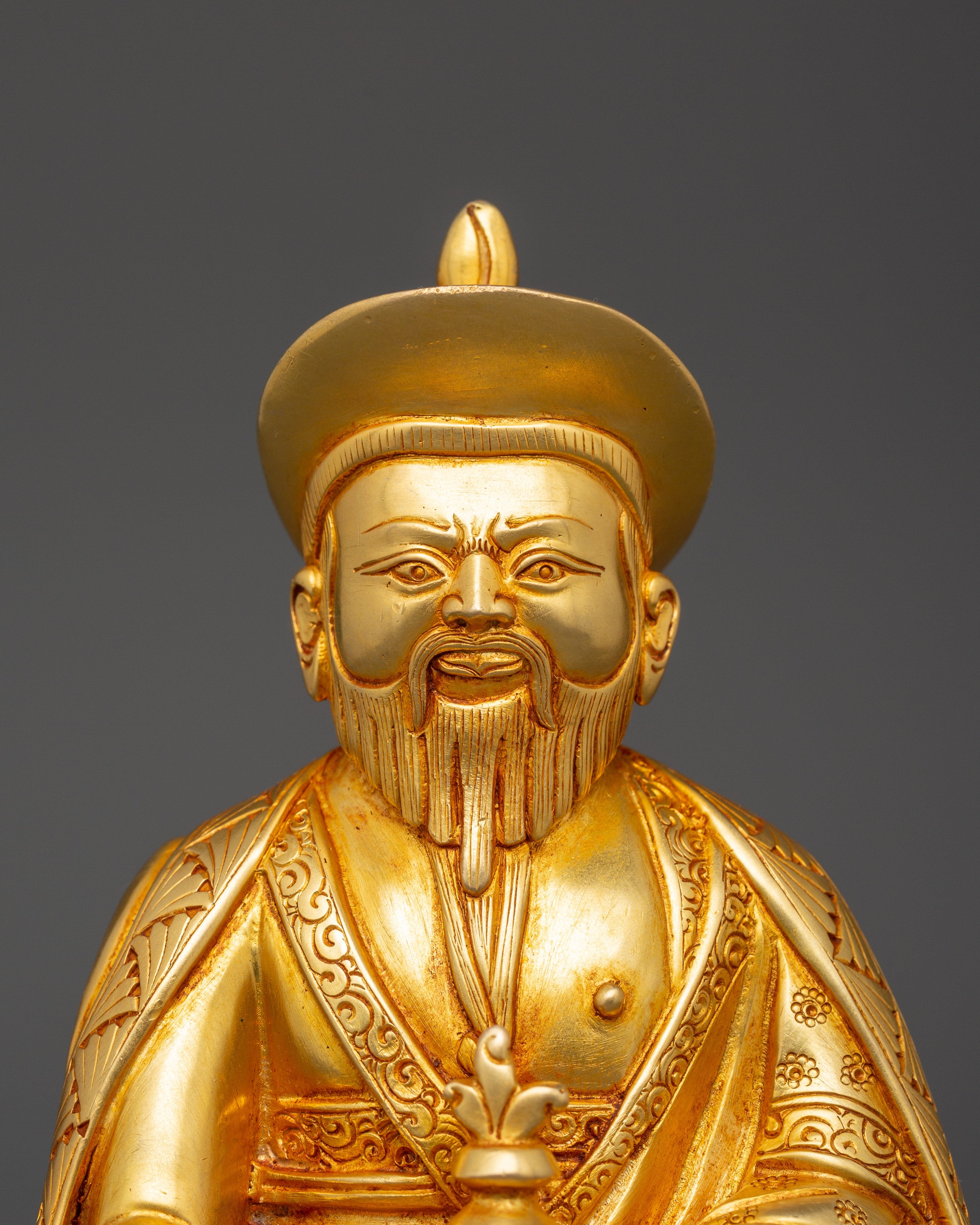 Gold Plated Guru Shapdum Statue | Zhabdrung Rinpoche Sculpture
