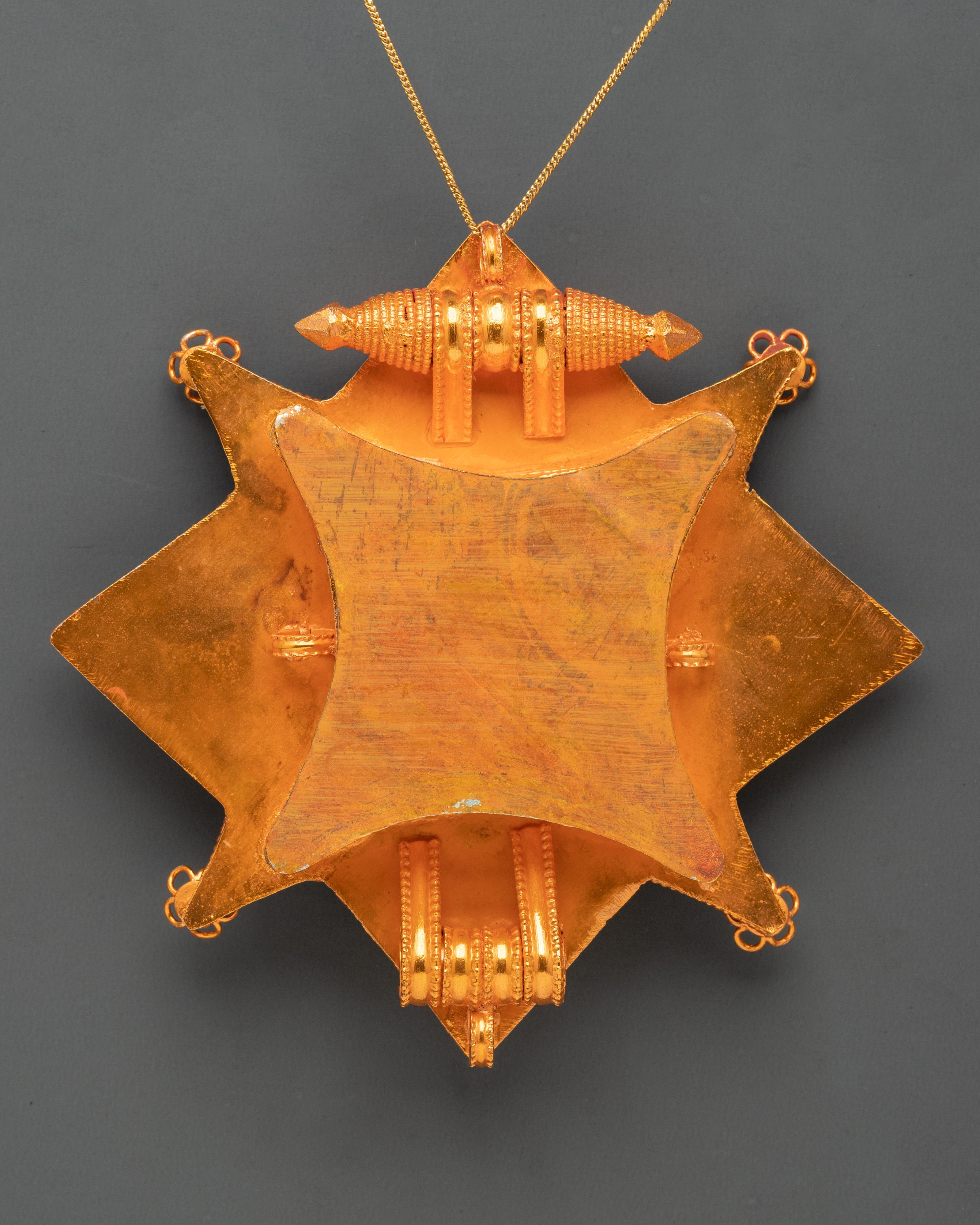 Star-Shaped Tibetan Ghau Box Locket | Gold Plated Amulet Pendant