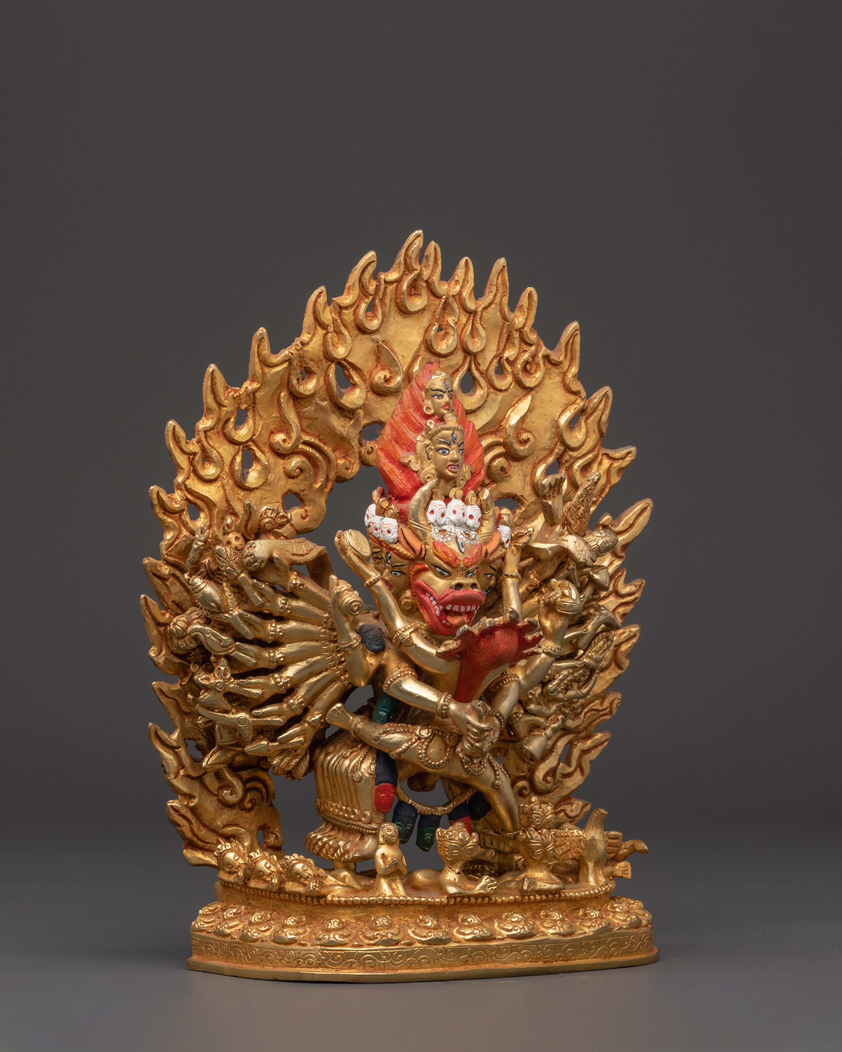 Sacred Conqueror of Death Yamantaka Statue | Tibetan Buddhist Deity Sculpture