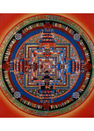 Sacred Gold Kalachakra Mandala Thangka | Wheel of Time