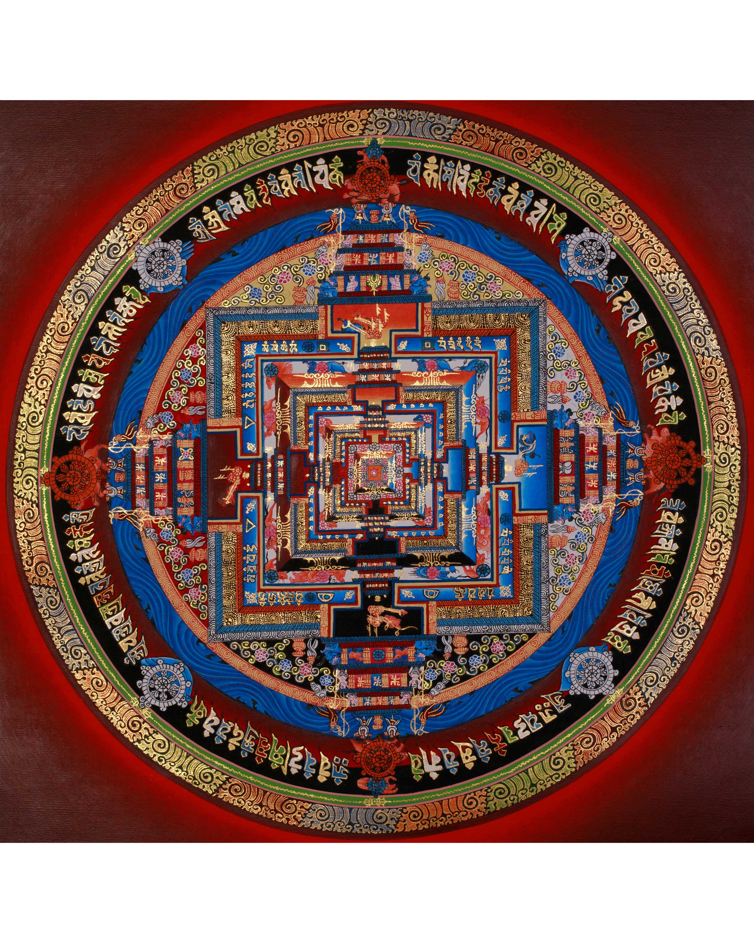 Sacred Gold Kalachakra Mandala Thangka | Wheel of Time