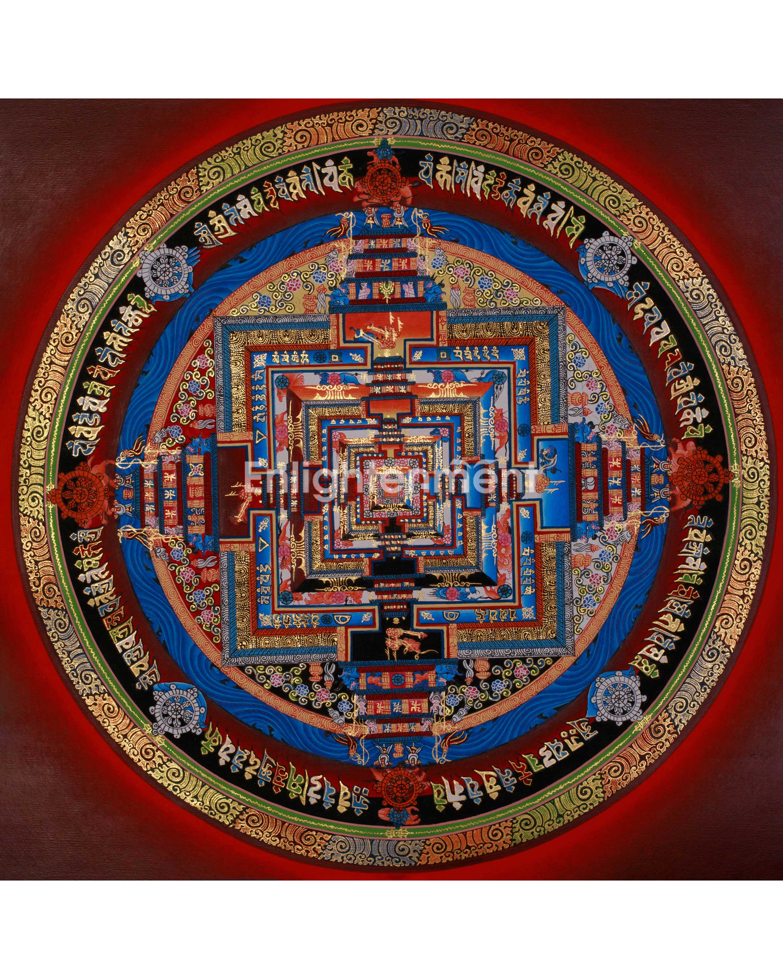 Sacred Gold Kalachakra Mandala Thangka | Wheel of Time