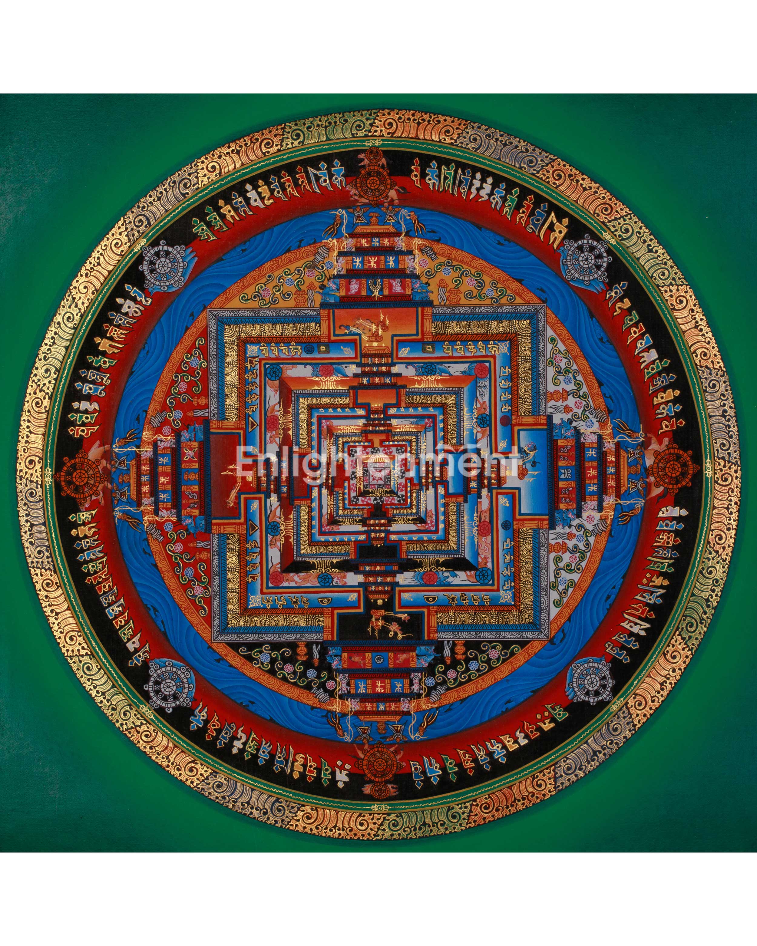 Sacred Gold Kalachakra Mandala Thangka | Wheel of Time