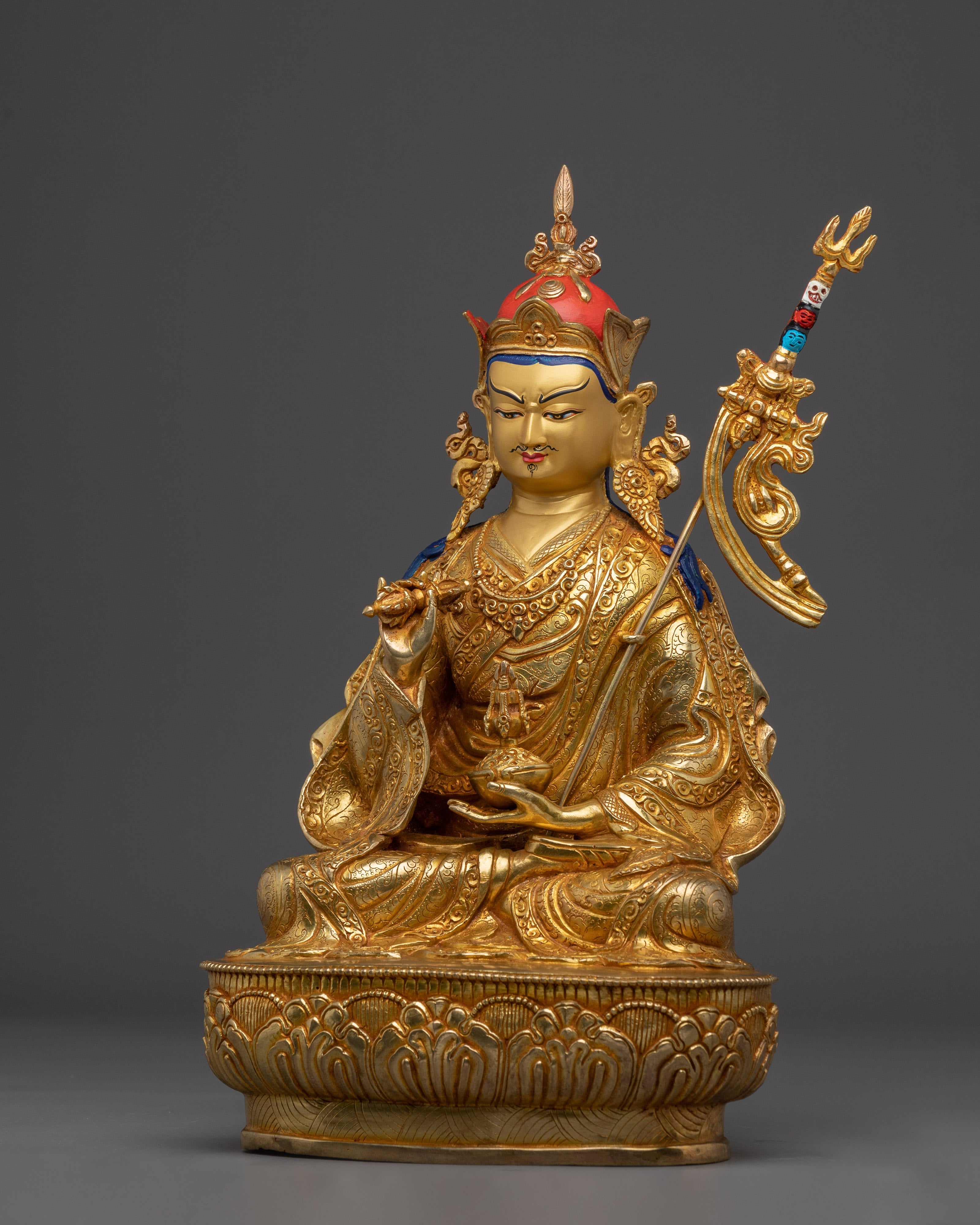 Gold And Copper Body Guru Rinpoche Statue | Tibetan Spiritual Masterpiece