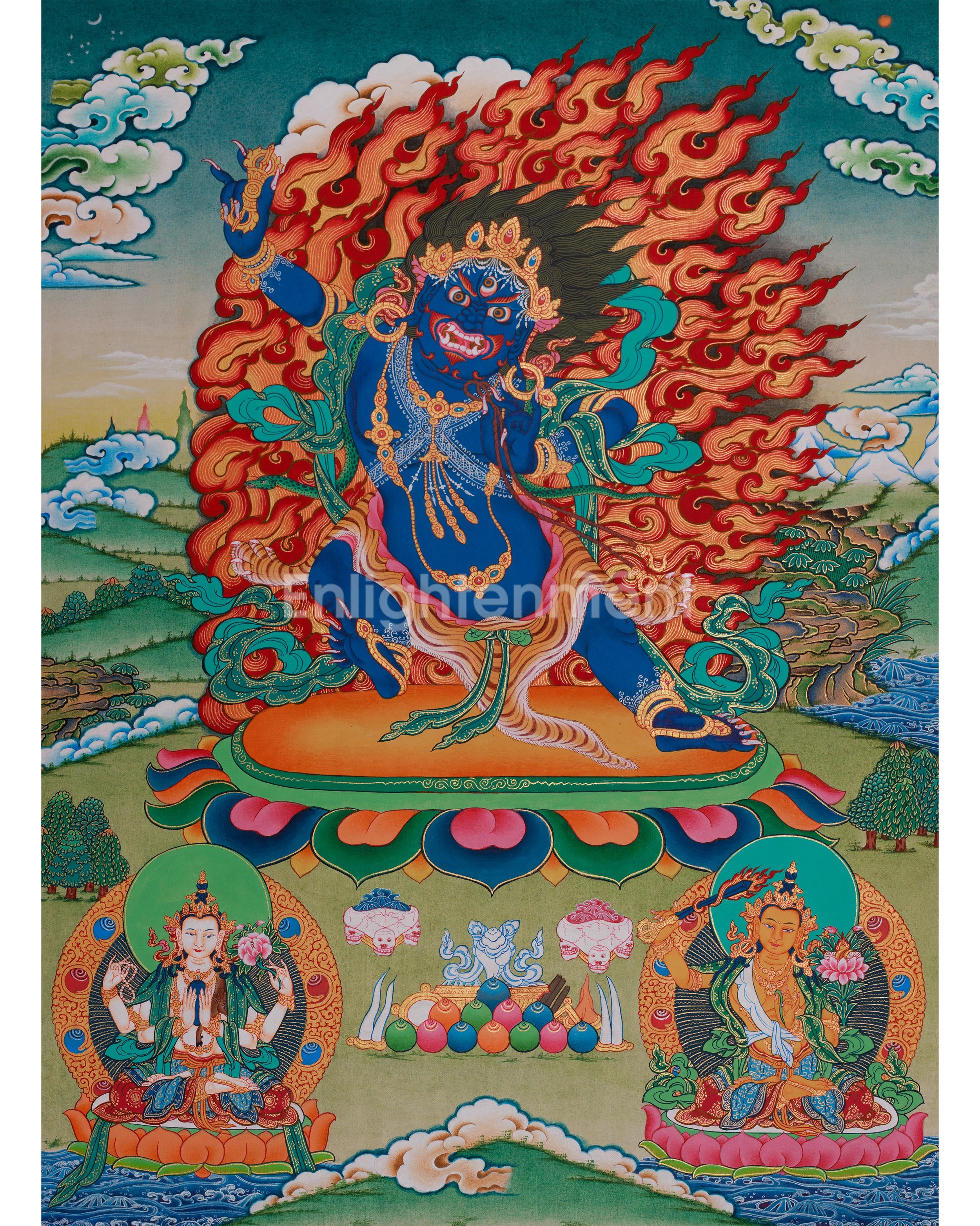 Trio Bodhisattva Thangka | Vajrapani, Chenrezig and Manjushri