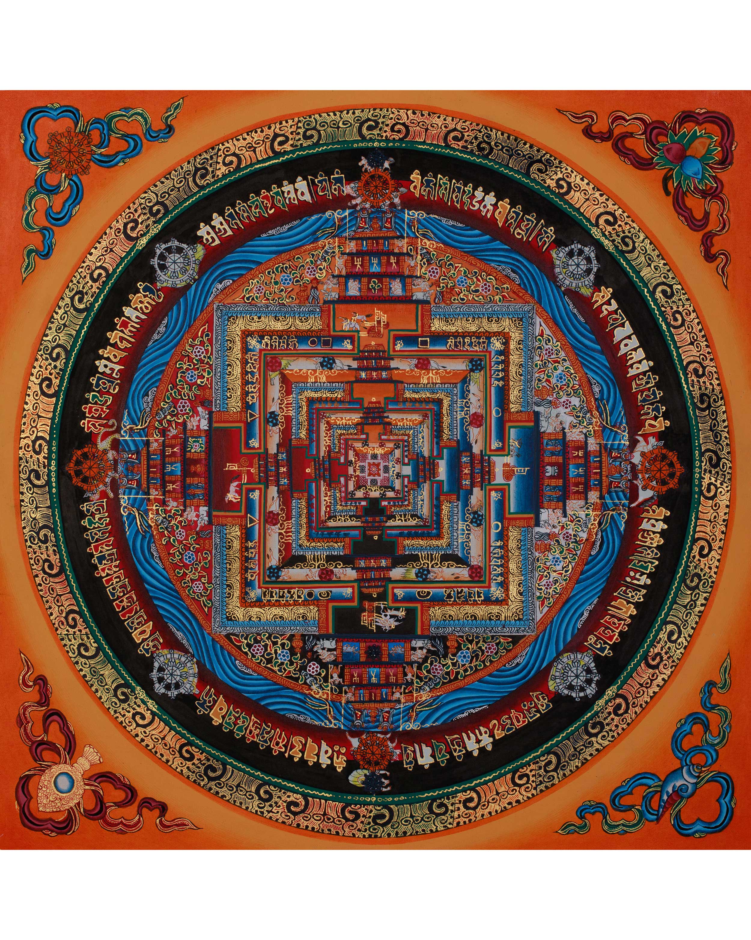 16 Inch Kalachakra Mandala | Wheel of Time | Tibetan Art for Balance and Healing