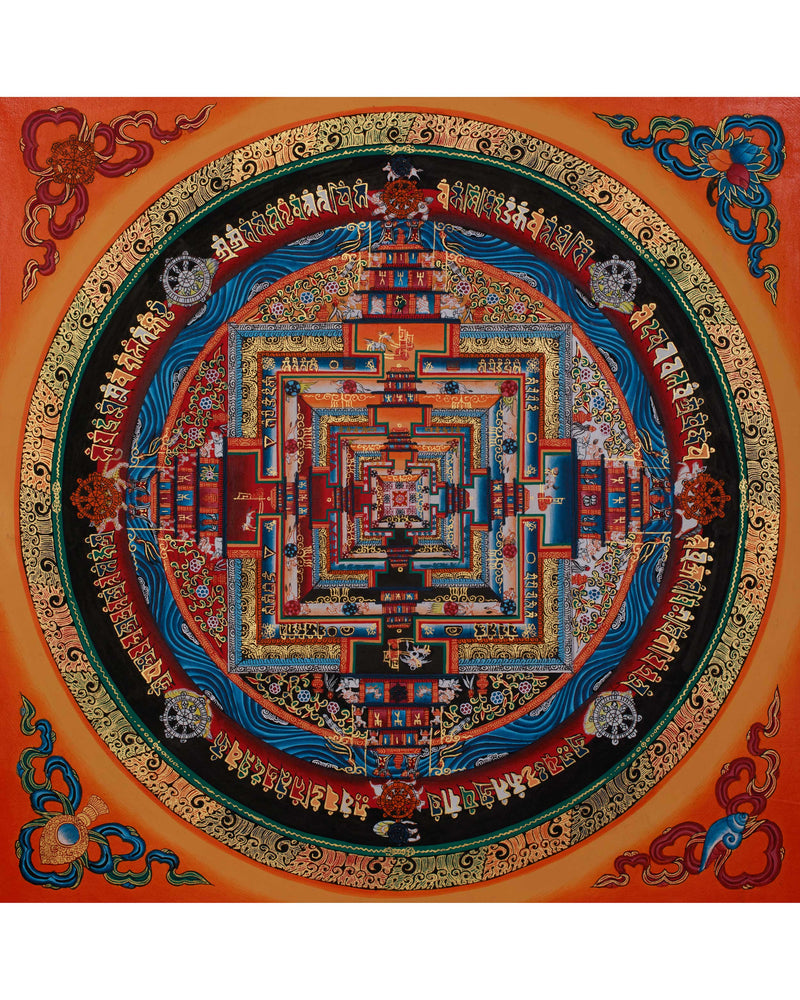 16 Inch Kalachakra Mandala | Wheel of Time | Tibetan Art for Balance and Healing