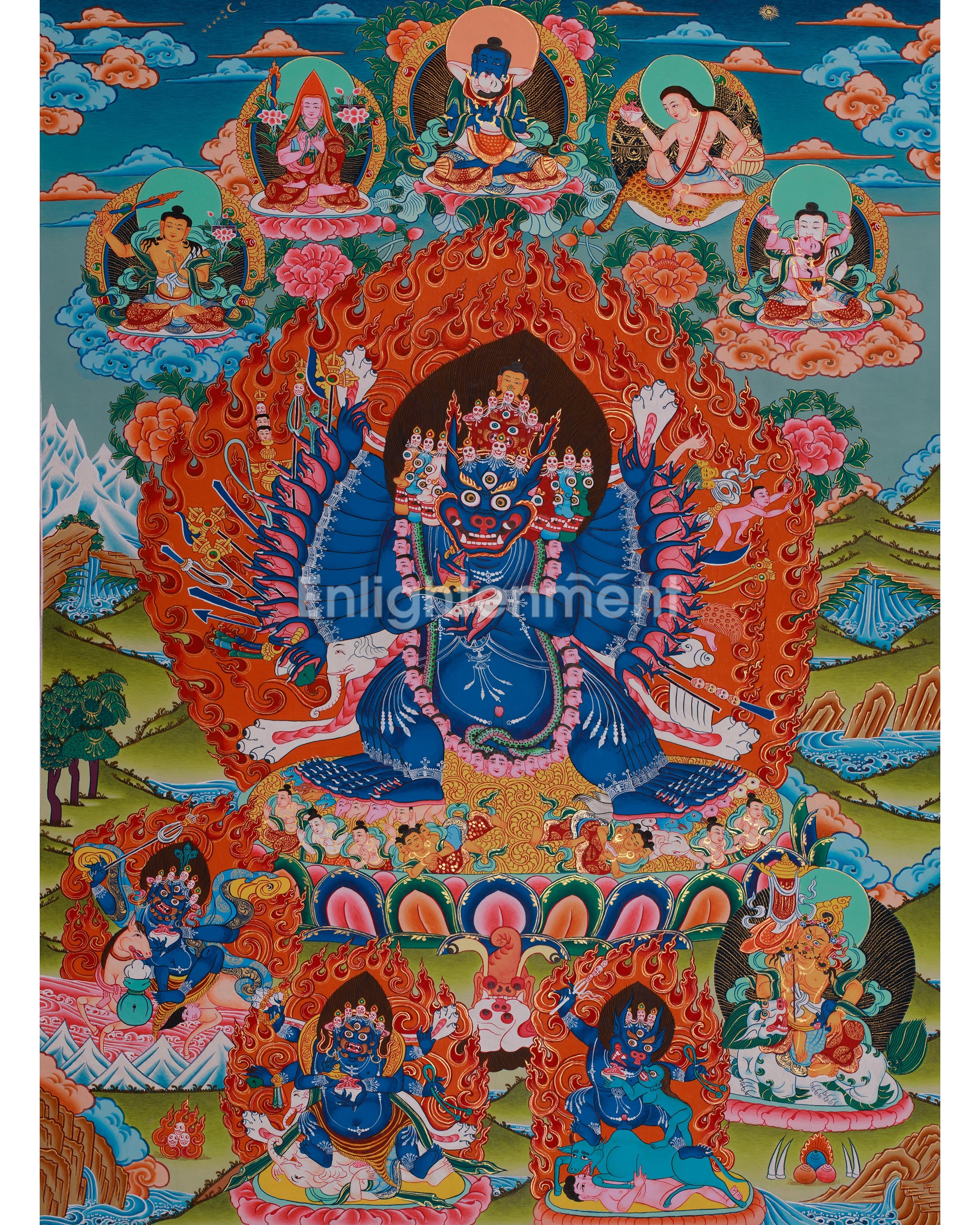 Wrathful Yidam Yamantaka Thangka | The Conqueror of Death | Traditional Tibetan Vajrayana Art