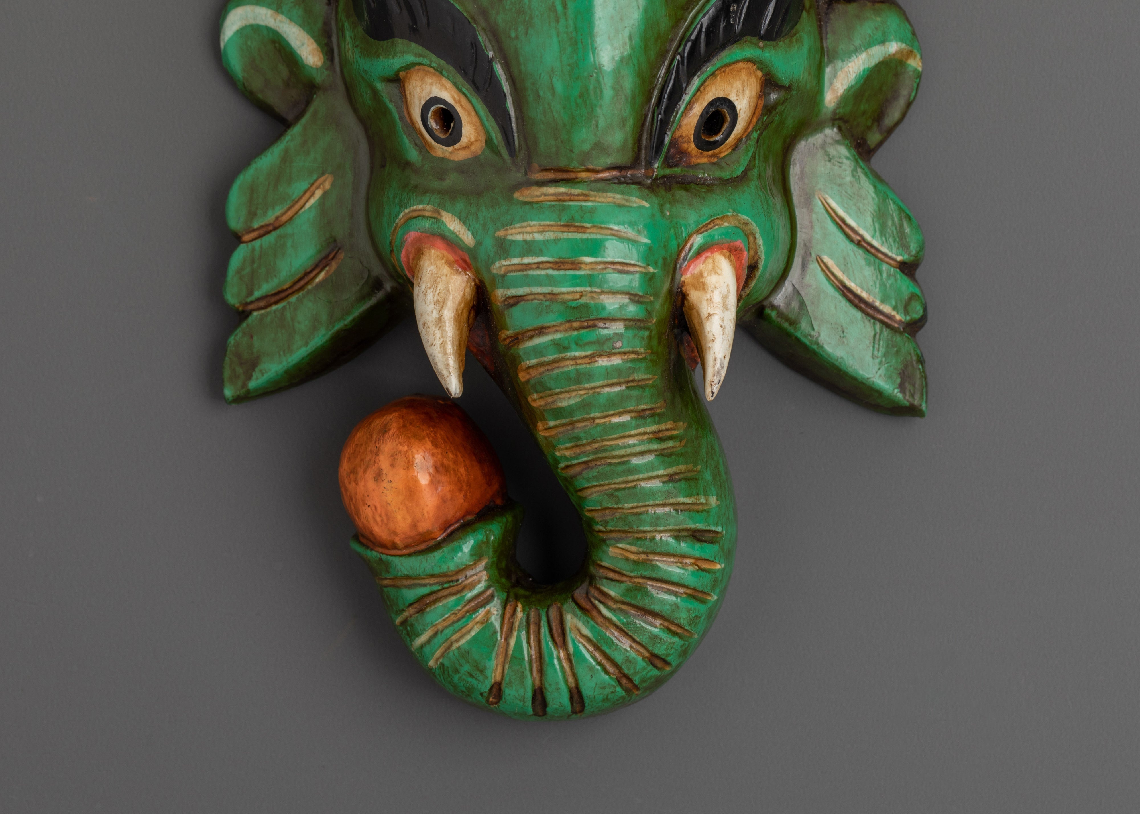 Handcrafted Wooden Ganesha Mask Wall Hanging Decor | Spiritual Gift
