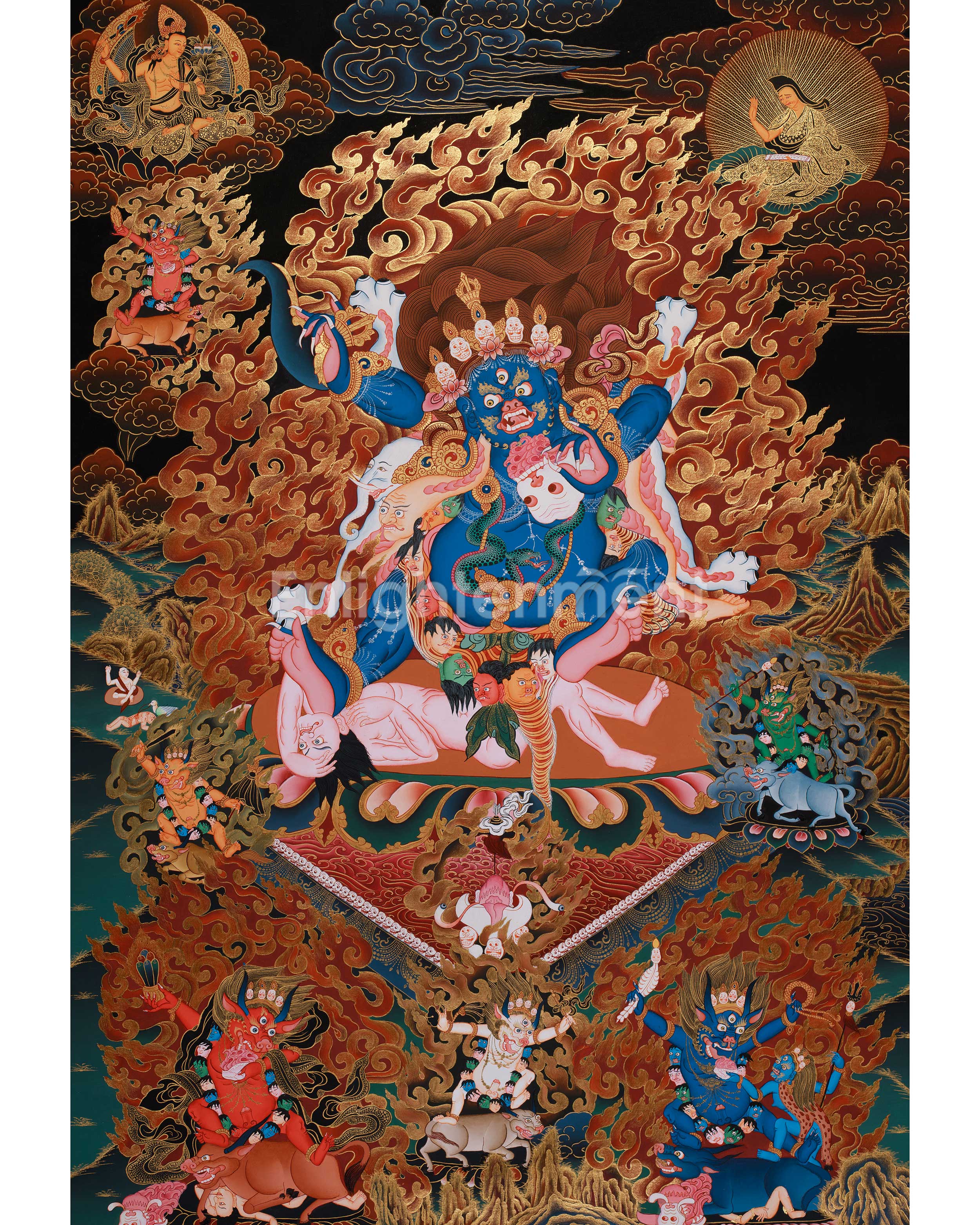 Fierce Yama Dharmaraja | Wrathful Dharma Protector and Lord of Death in Tibetan Buddhist Tradition