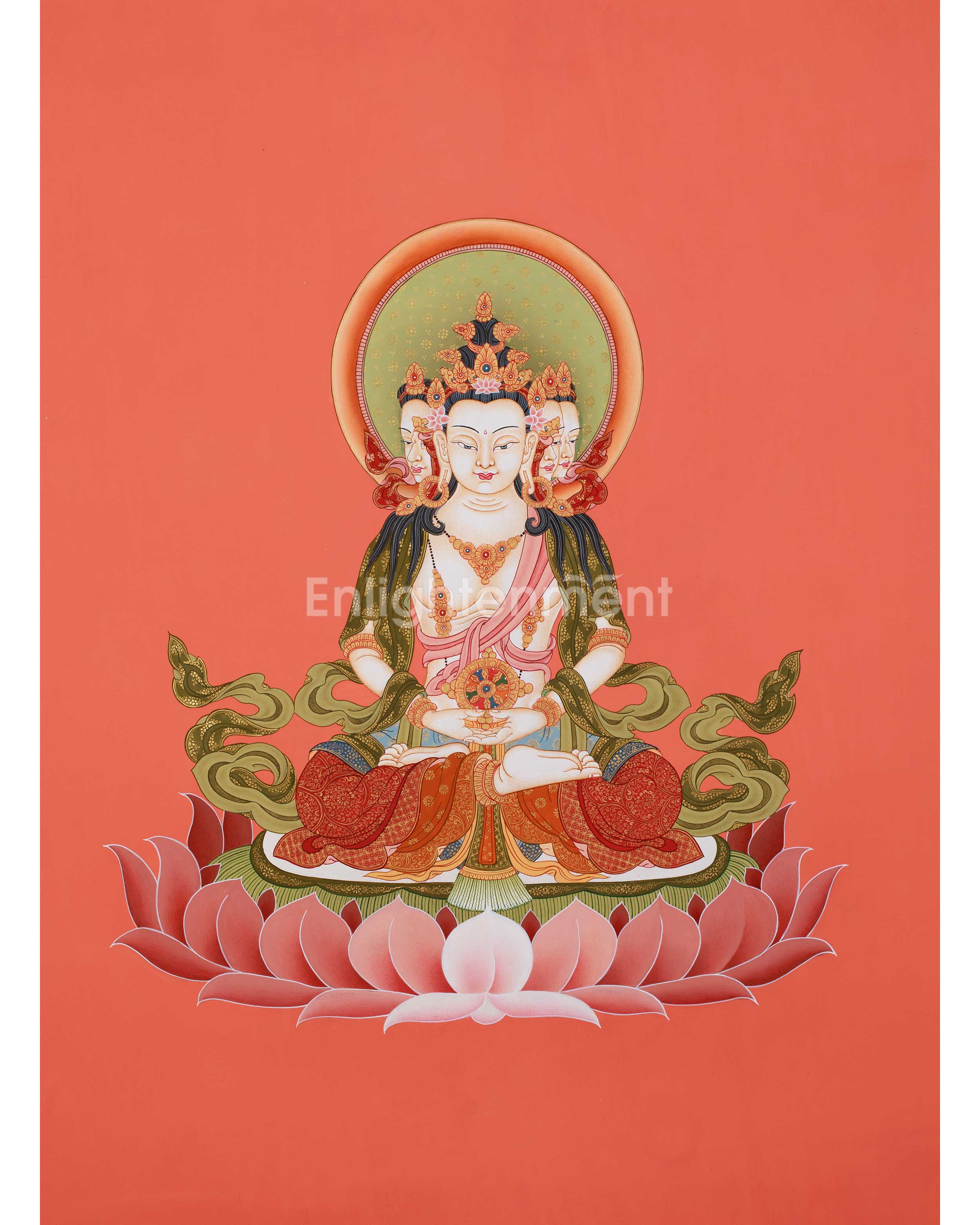 Buddha Vairochana Thangka | Dhyani Buddha of Cosmic Wisdom & Enlightenment