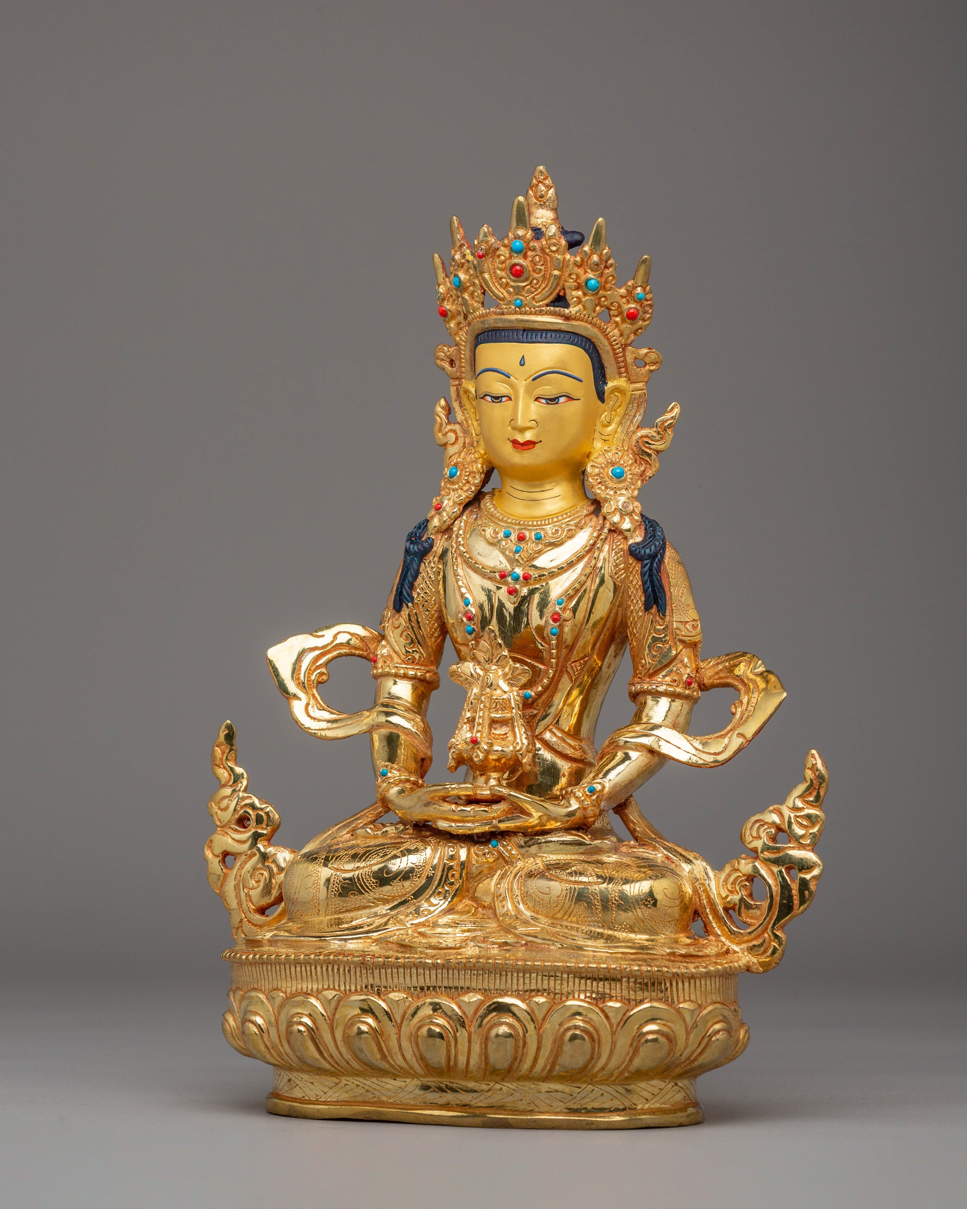 Amitayus Handcrafted Copper Statue | Gold Plated Tibetan Sculpture