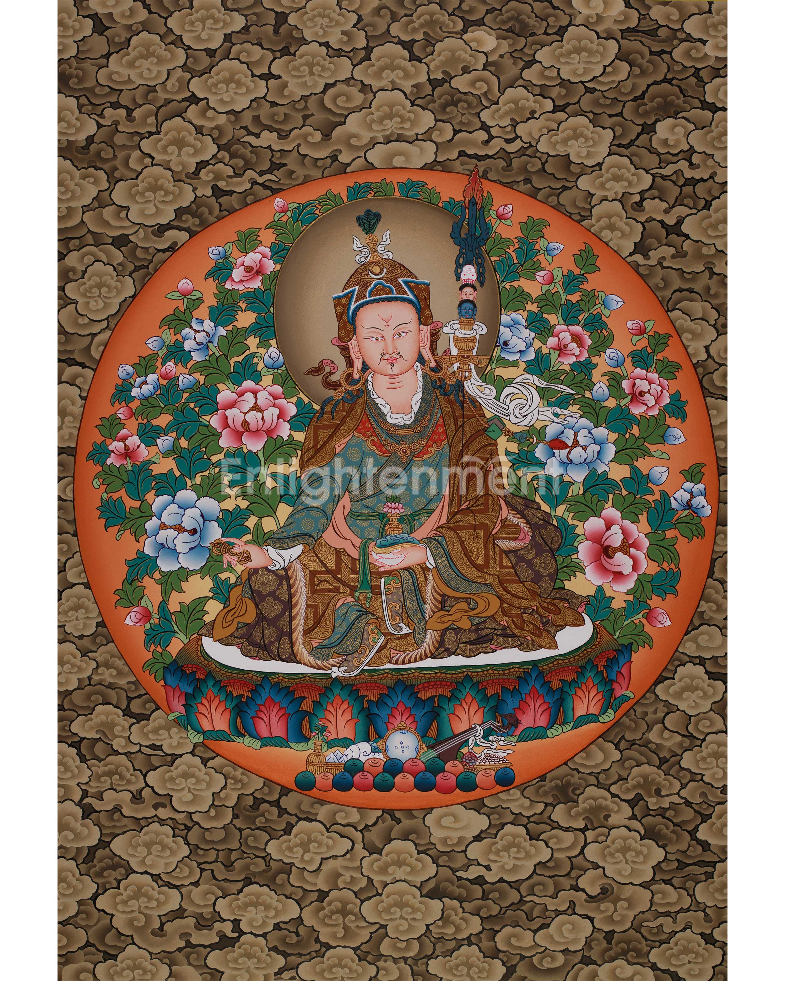 Traditional Guru Rinpoche | Thangka of Padmasambhava with 24K Gold Detailing